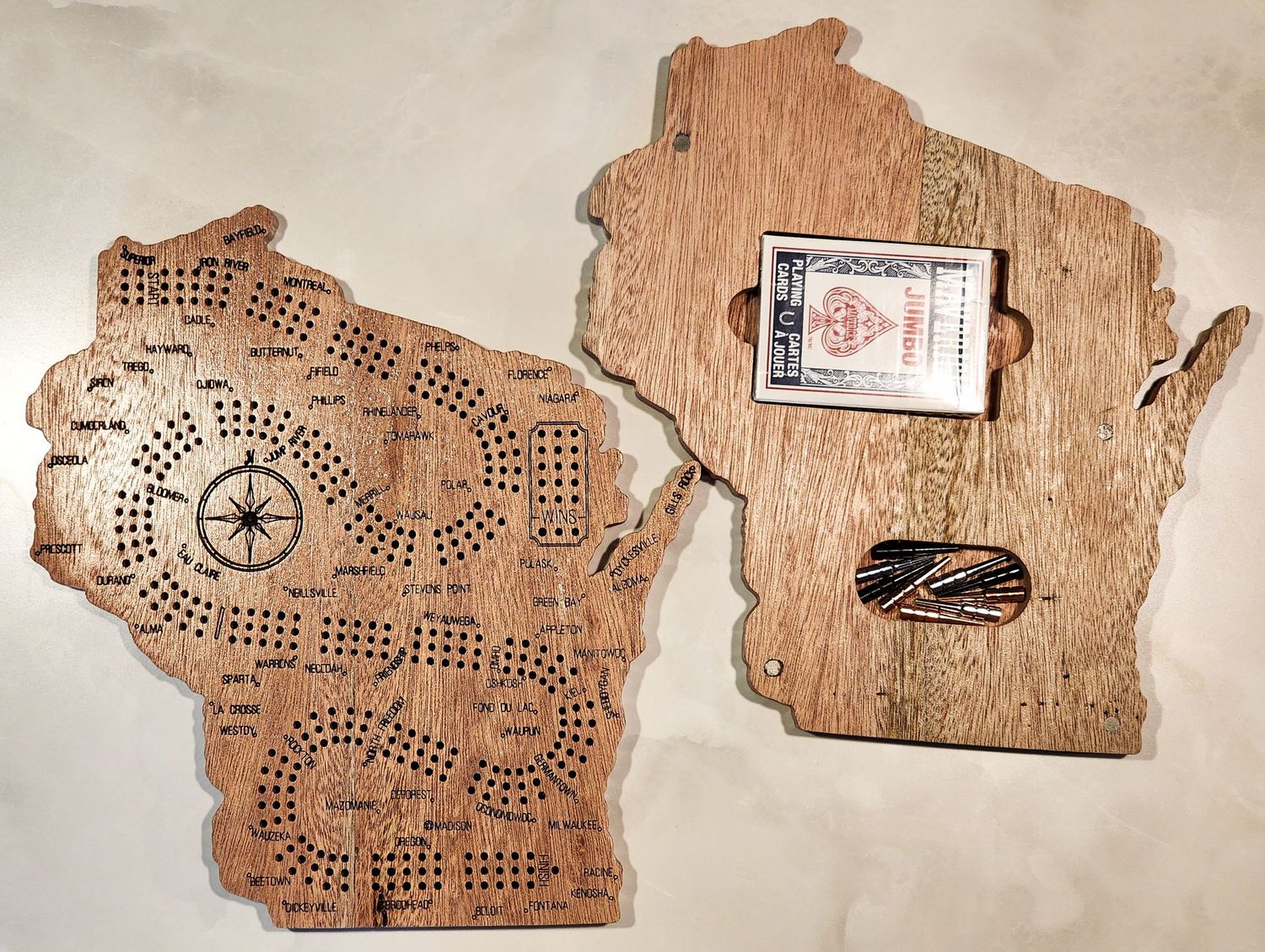 State Shaped Cribbage Board Set