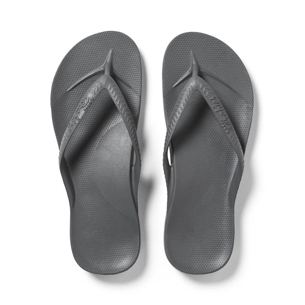 Archies - Arch Support Thongs Charcoal