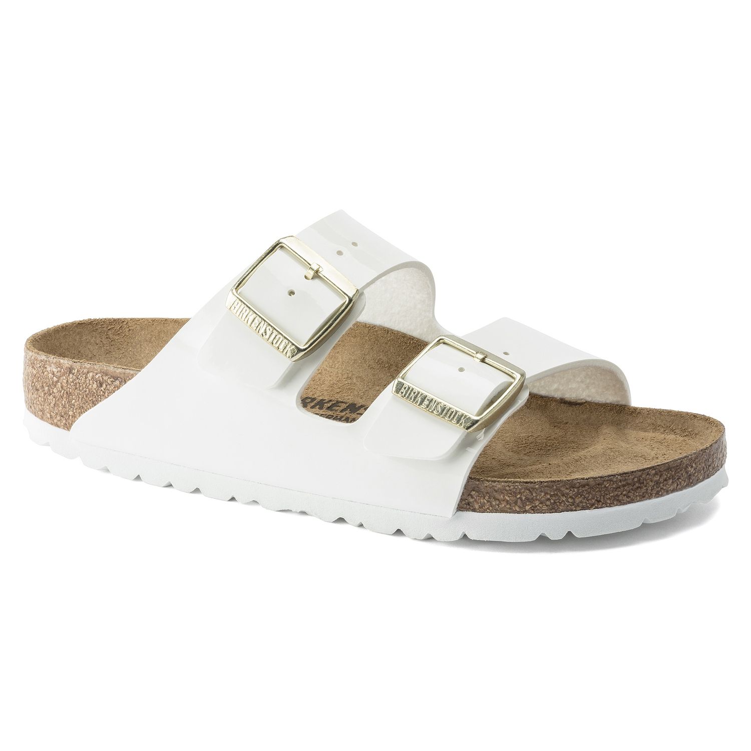 Birkenstock - Arizona Birko-Flor Patent White, Colour: Patent White, Fitting: Narrow, Size: 35