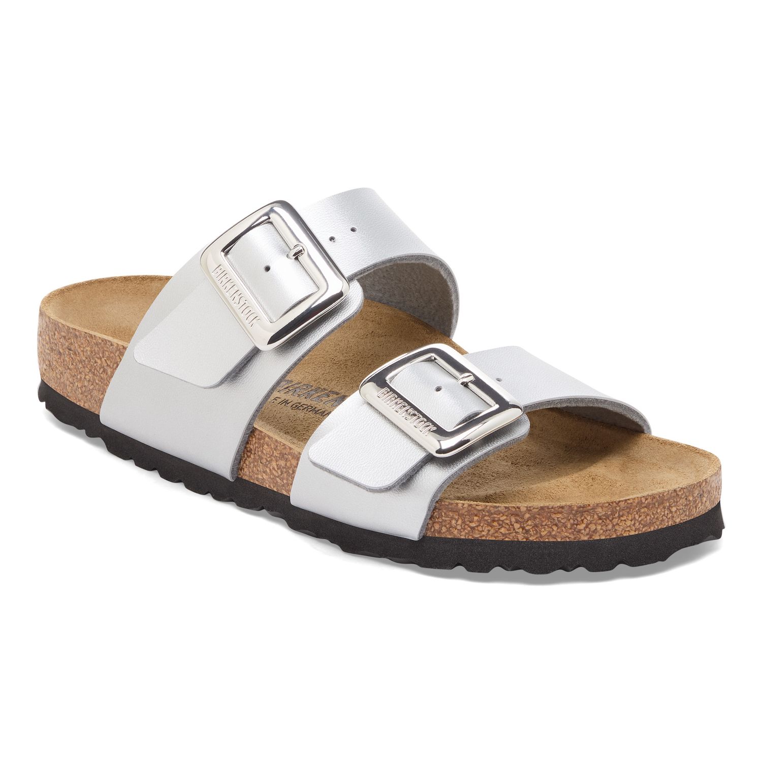 Birkenstock - Sydney Cushion Buckle Birko-Flor Silver, Colour: Silver, Fitting: Narrow, Size: 35