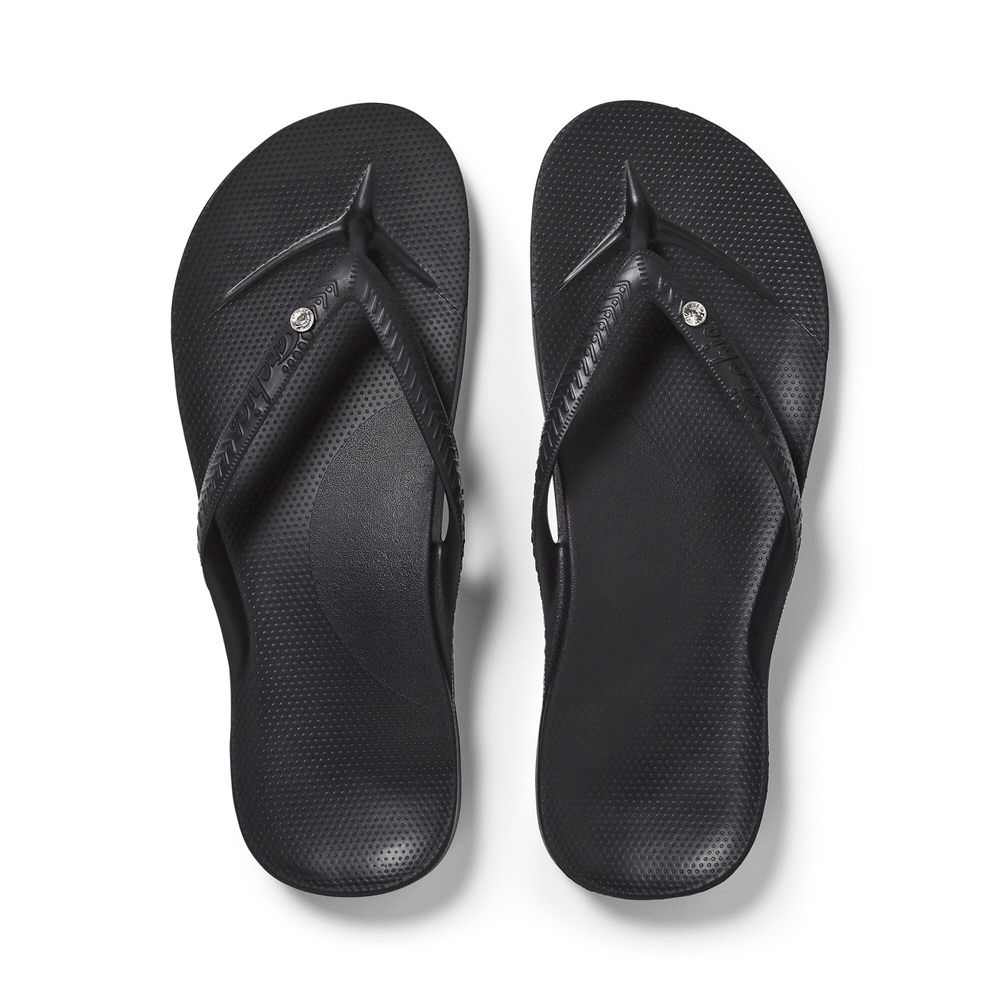 Archies - Original Arch Support Thongs Crystal Black, Colour: Crystal Black, Size: M4 / W5