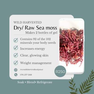 Wild harvested DRY SEA MOSS
(Makes 2 bottles of gel)