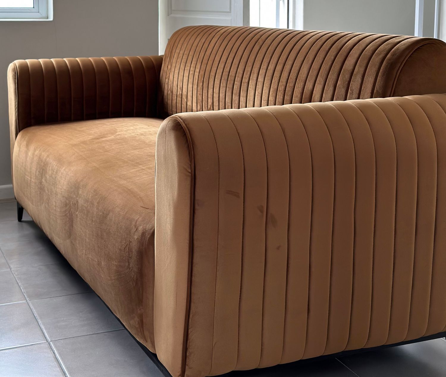 Mocha Velvet 3-Seater Sofa
