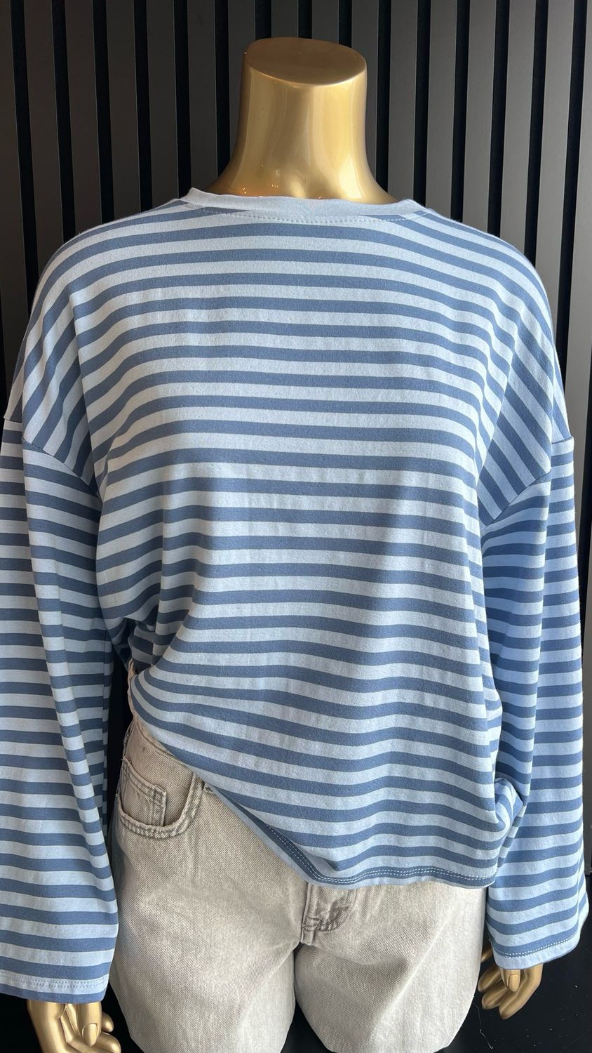 Longsleeve streep blauw