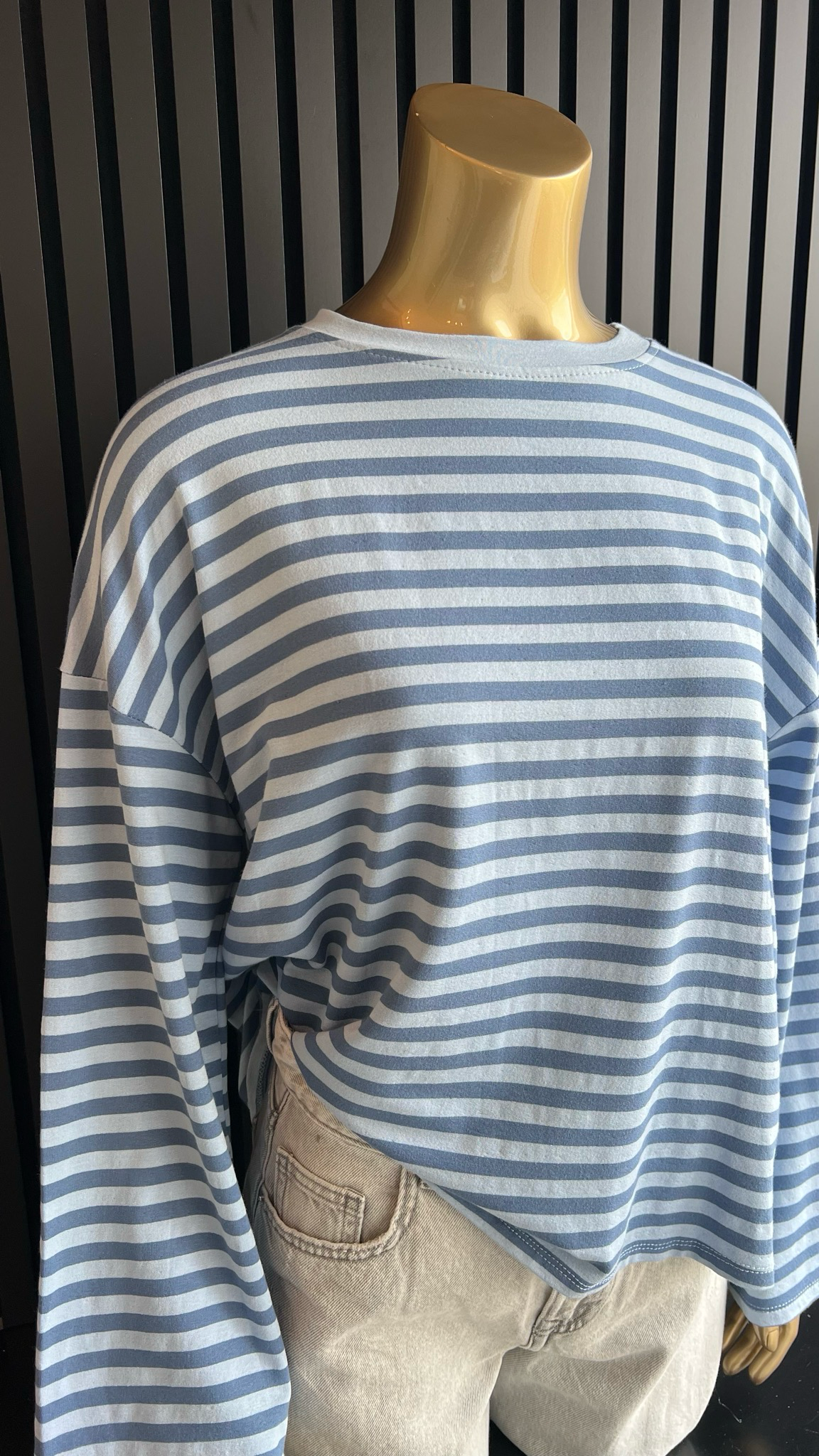 Longsleeve streep blauw