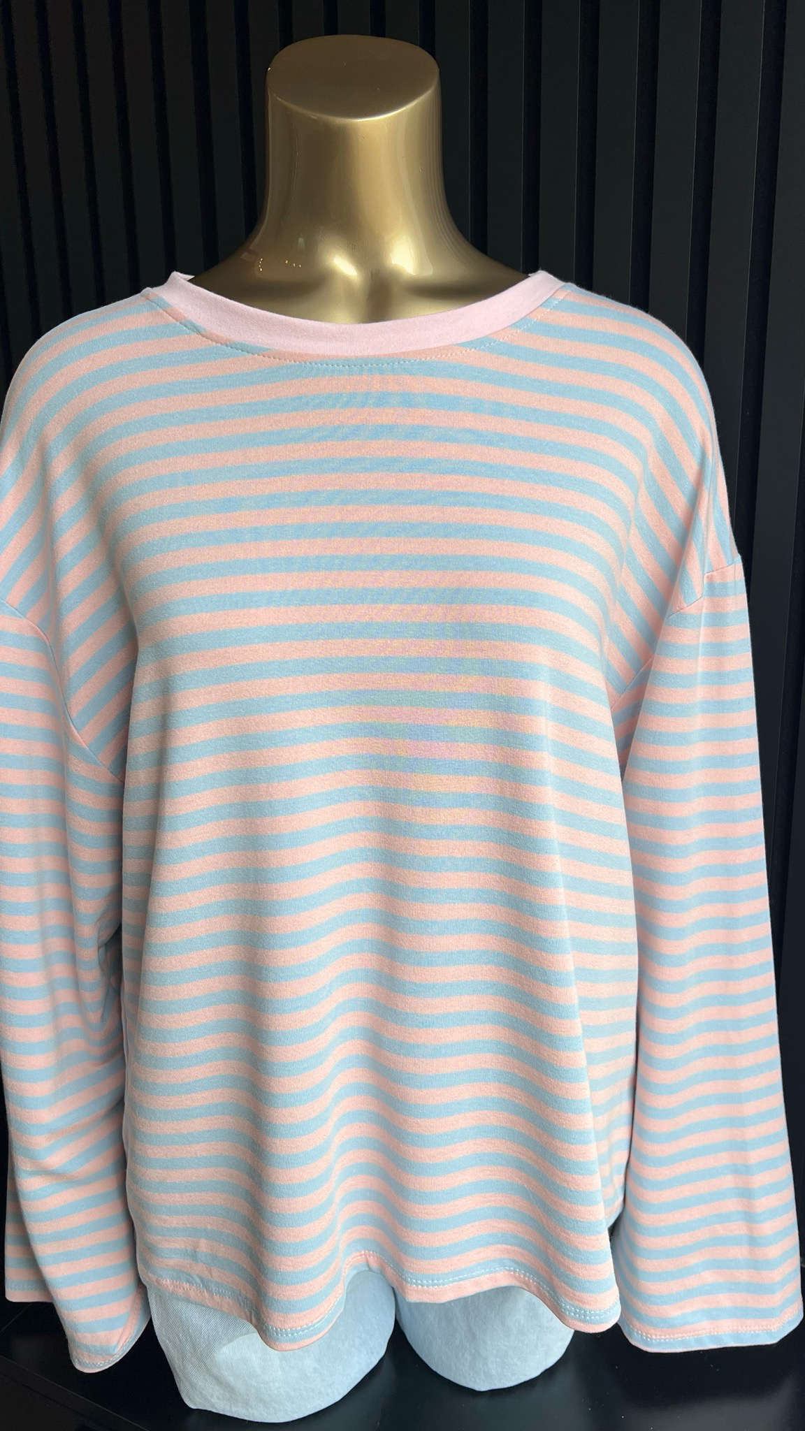 Longsleeve streep roze-blauw