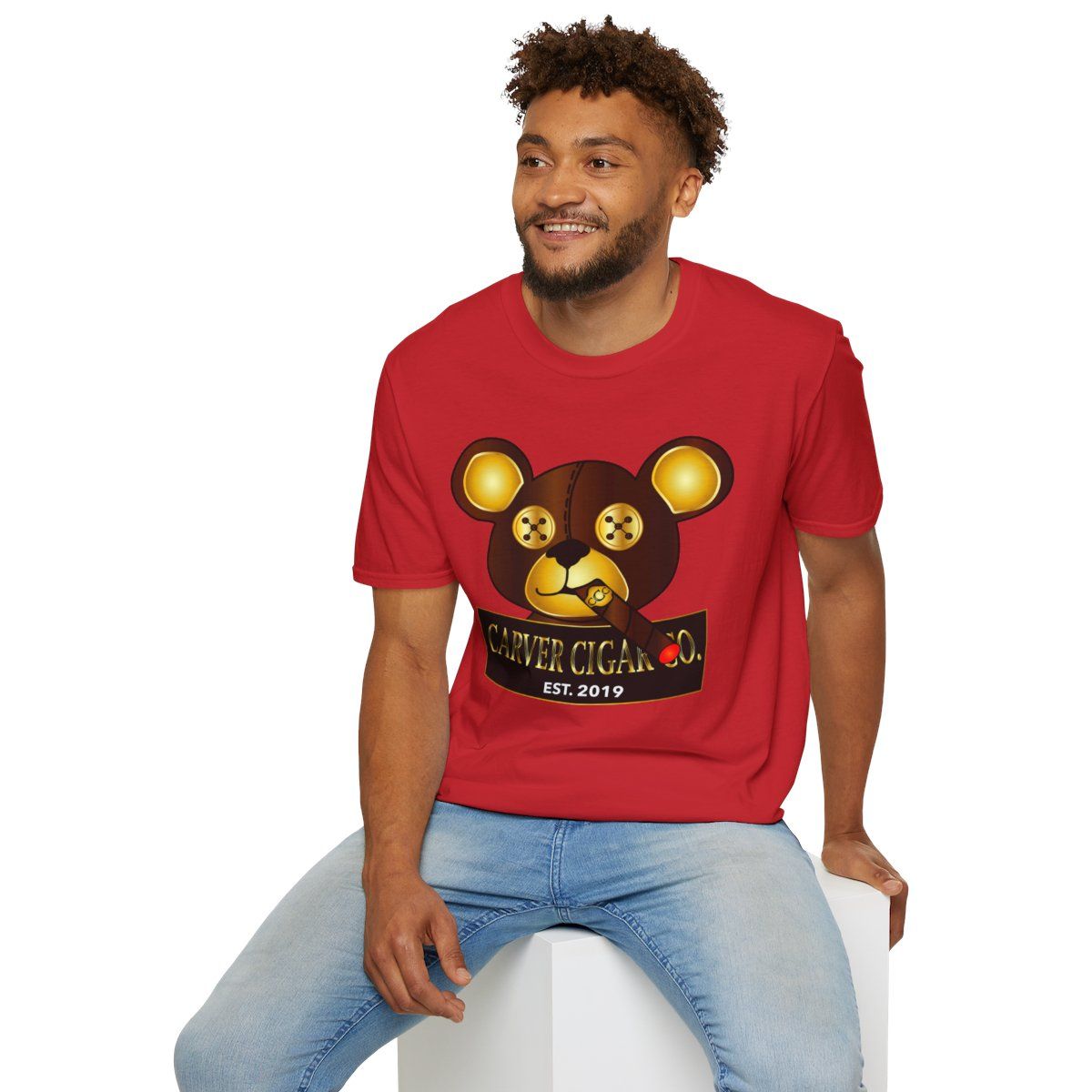 Carver Cigar Teddy Bear Unisex Softstyle T-Shirt