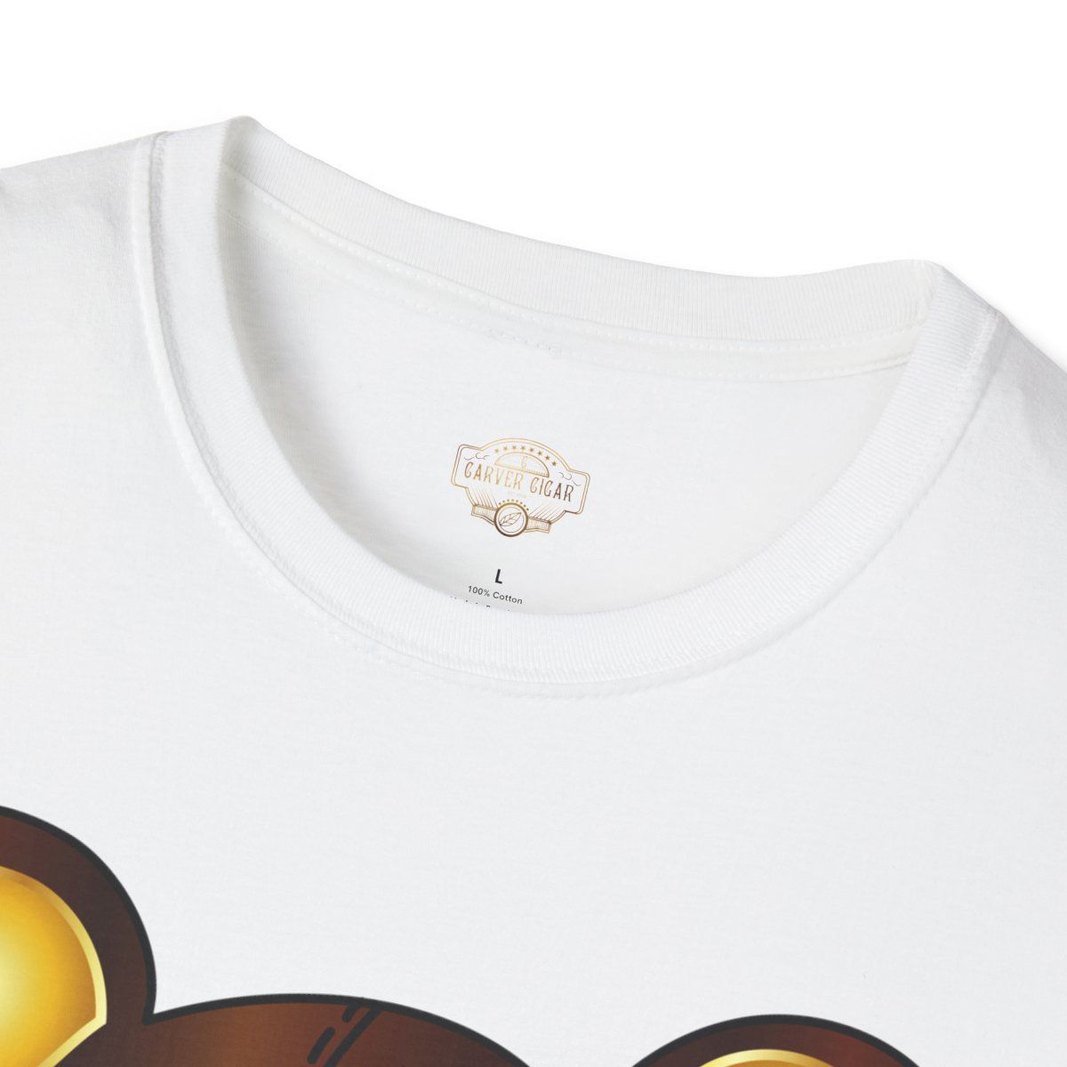 Carver Cigar Teddy Bear Unisex Softstyle T-Shirt, Colors: White, Sizes: XS
