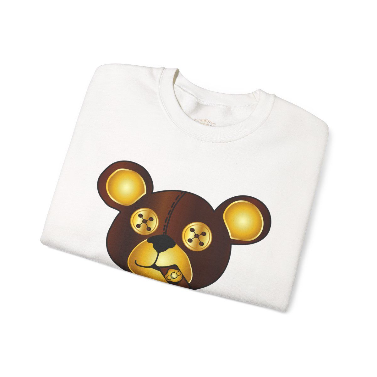 Carver Cigar Teddy Bear Crewneck Sweatshirt, Colors: White, Sizes: S