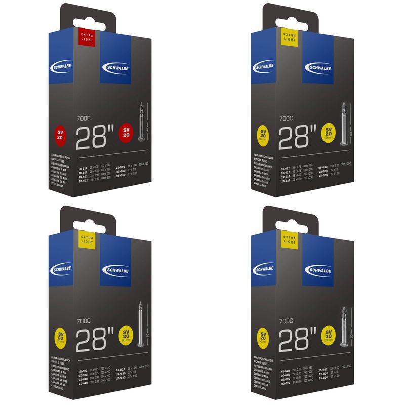 Schwalbe Schlauch Nr. 20 Rennrad 27/28 Zoll SV 18-25mm 40/50/60/80mm Ventil