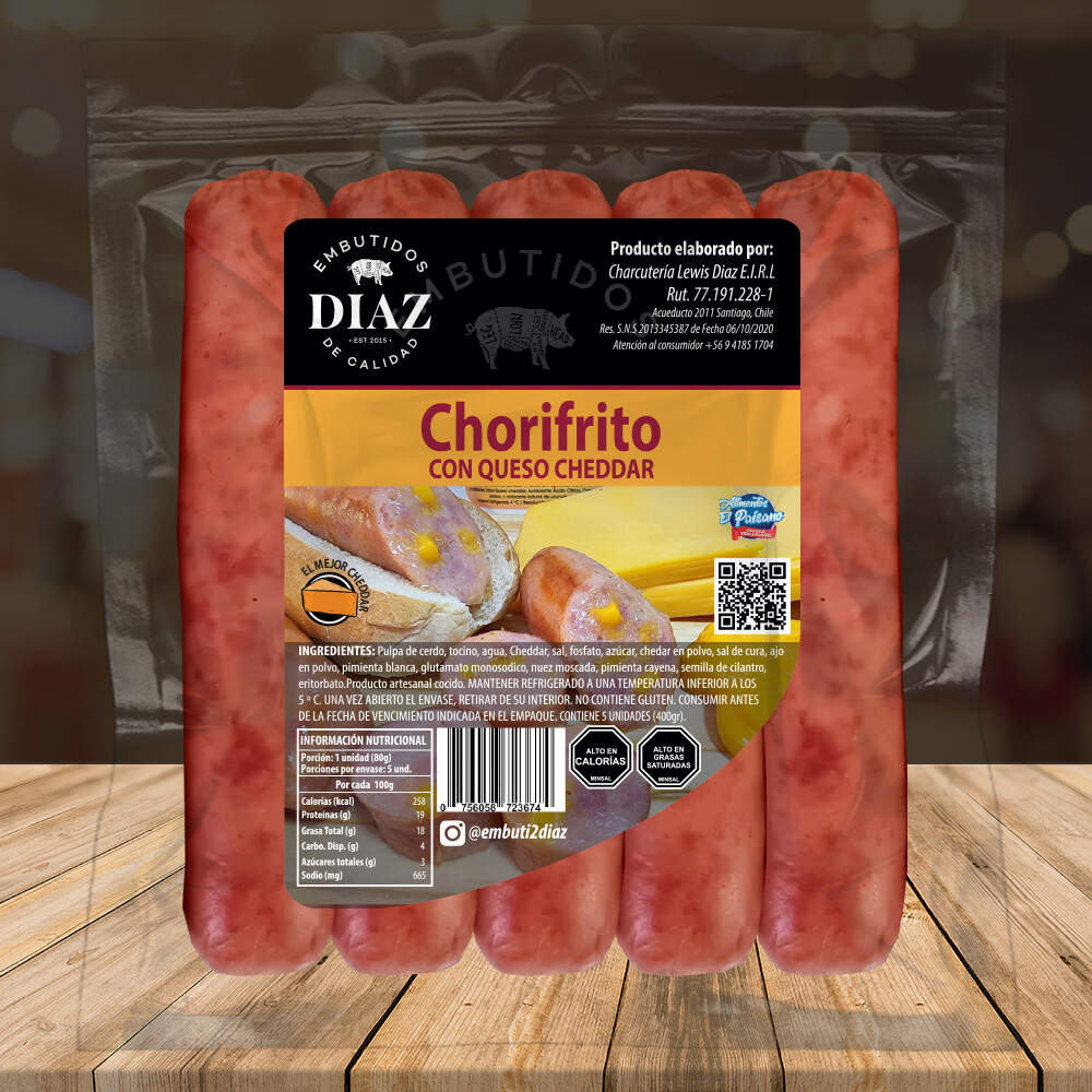 Chorifrito con Queso Cheddar 400gr