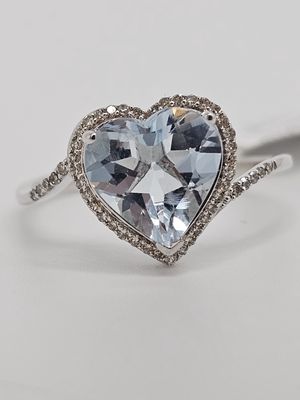 Aquamarine Heart Ring