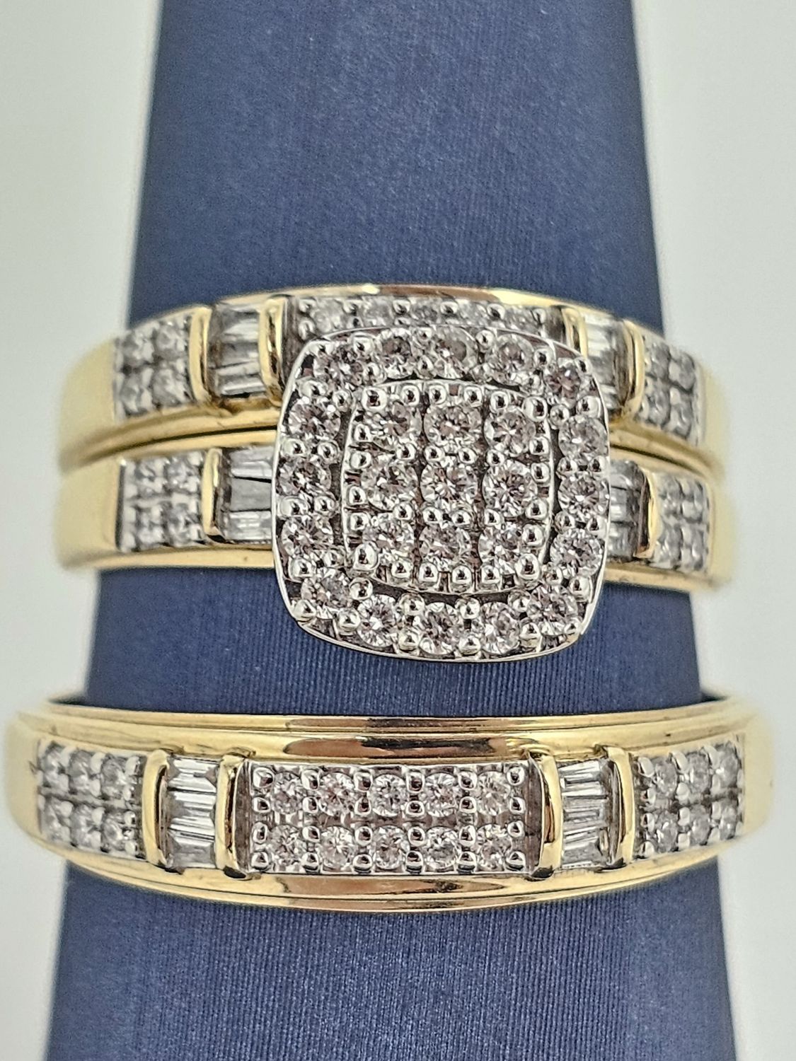 Trio Cushion Bridal Rings