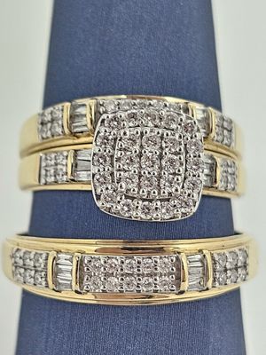 Trio Cushion Bridal Rings