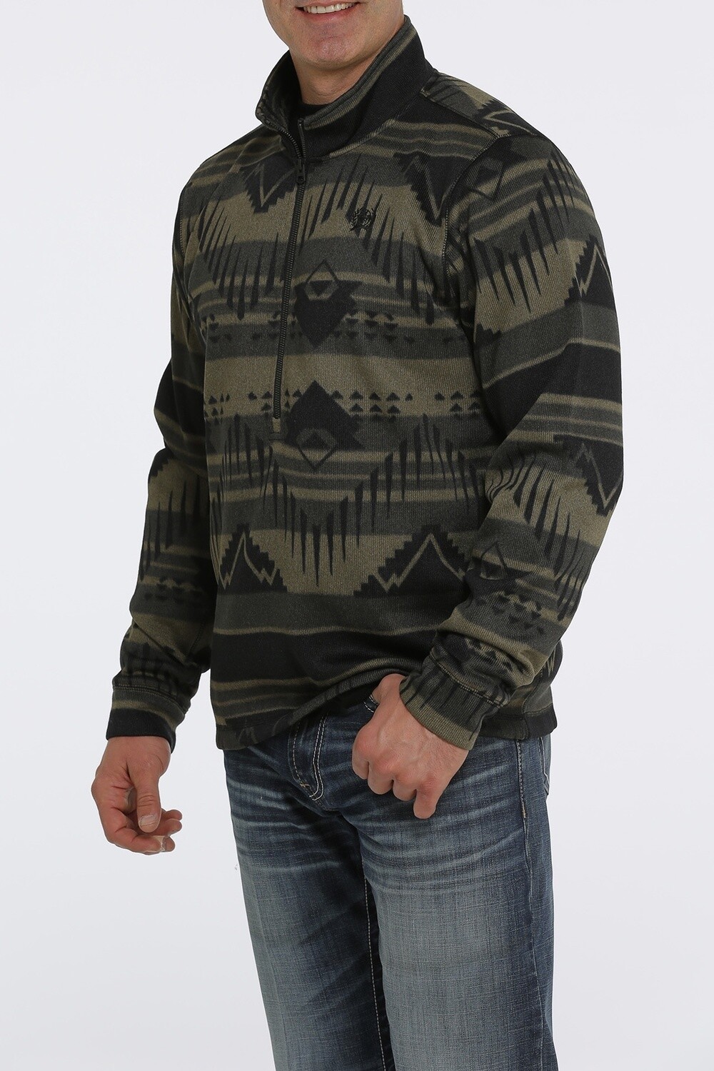 MWK1558002 MEN&#39;S CINCH 1/2 ZIP OLIVE SWEATER