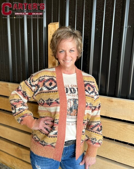CWK7411002 WOMEN&#39;S CRUEL GIRL YELLOW AZTEC CARDIGAN
