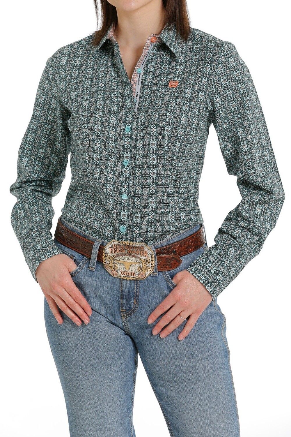MSW9165029 WOMEN&#39;S CINCH LONG SLEEVE BUTTON-DOWN WESTERN SHIRT