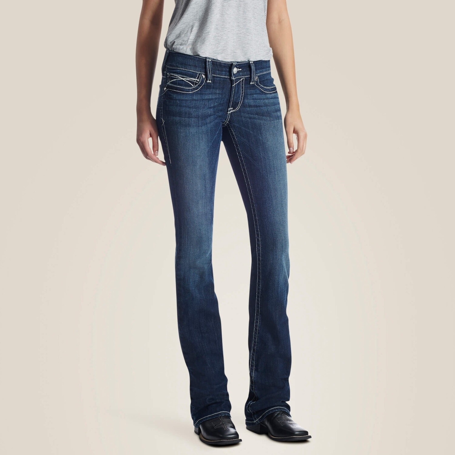10018351 WOMEN&#39;S ARIAT LOW RISE STRETCH ROSY WHIPSTITCH BOOT CUT JEAN