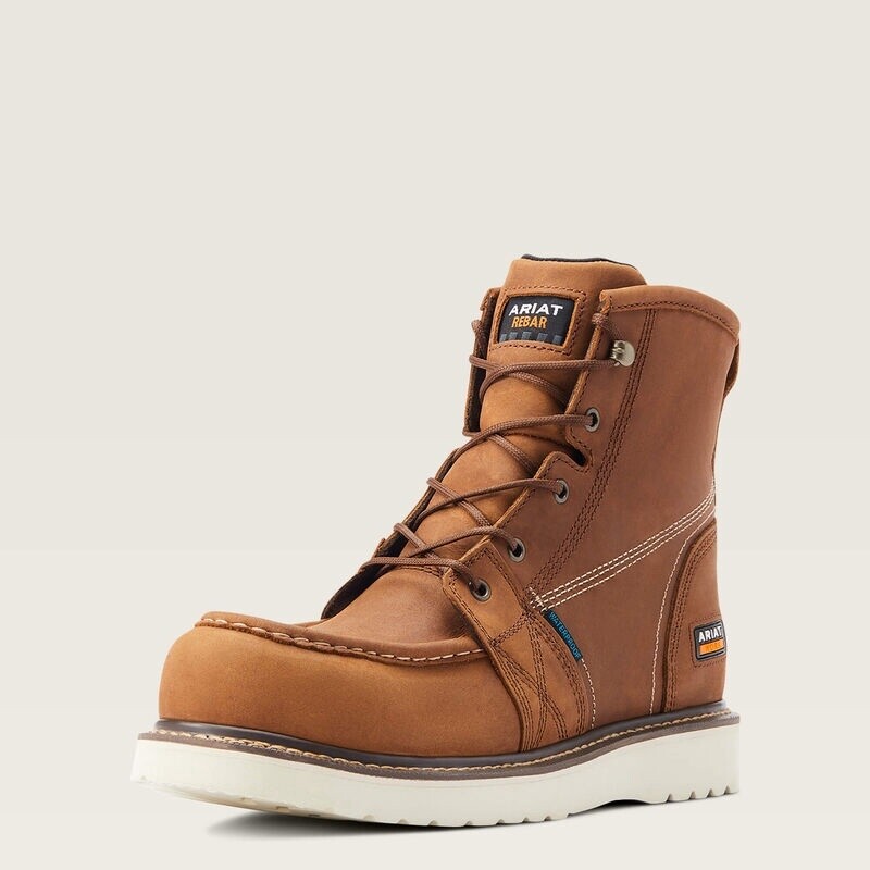 10044540 Men&#39;s AriatRebar Wedge Moc Toe 6&quot; Waterproof Composite Toe Work Boot