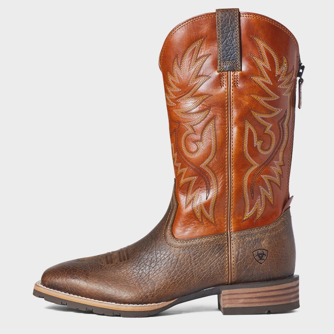 10035925 Men&#39;s Ariat Hybrid Big Boy Orange and Brown Square Toe Boots