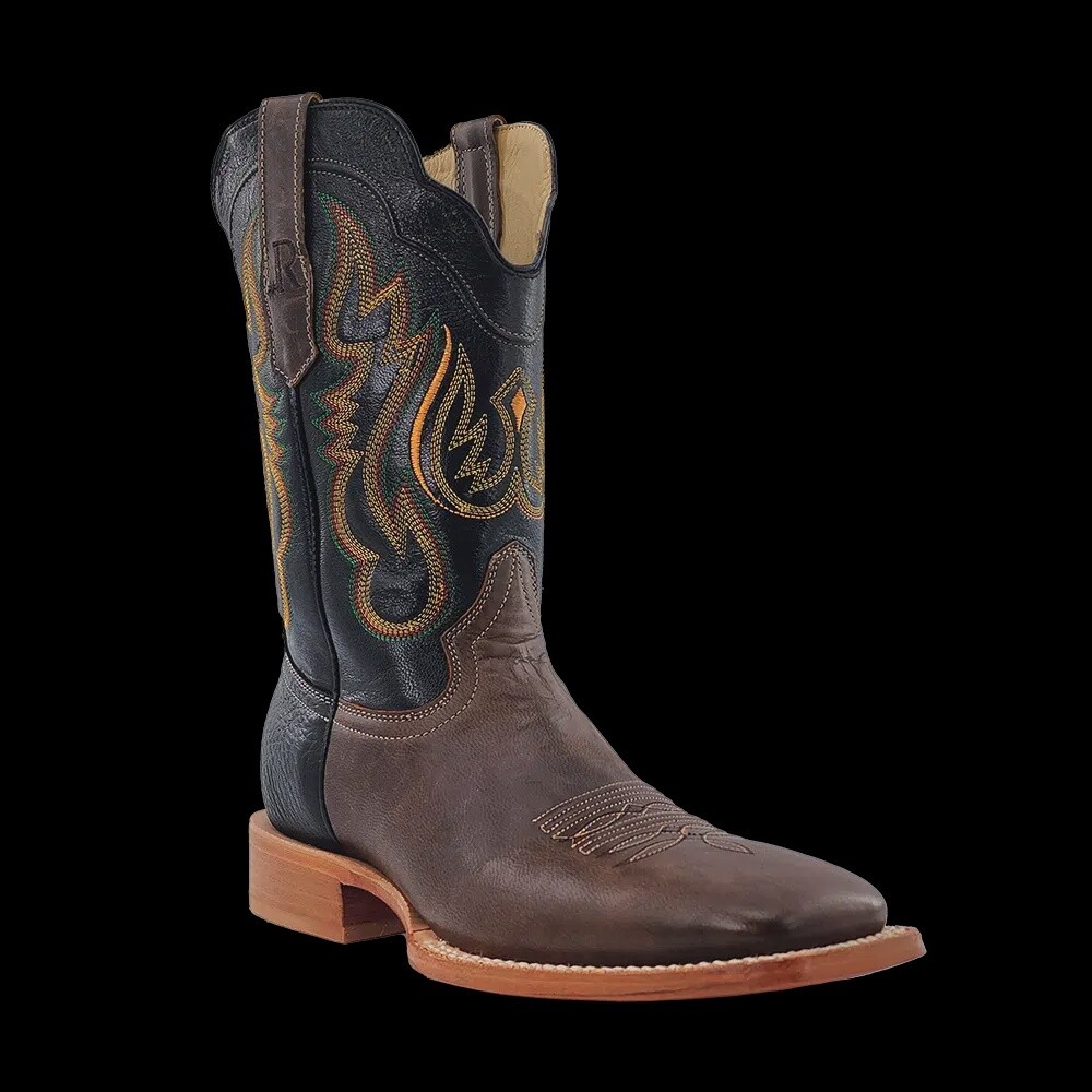RW8003 MENS R. WATSON 11&quot; ANTIQUE BLACK GOAT SQUARE TOE WESTERN BOOT
