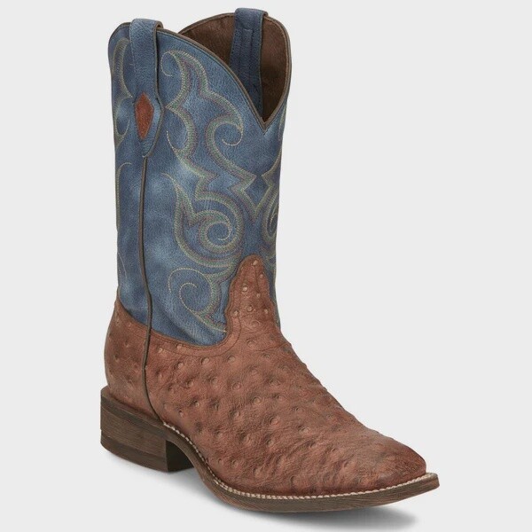 HR5601 MEN&#39;S NOCONA 11&quot; MIXED RODEO BLUE/RUSTIC TAN OSTRICH SQUARE-TOE BOOT