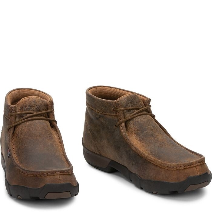 232 MEN&#39;S JUSTIN 4&quot; CAPPIE DARK BROWN MOCS