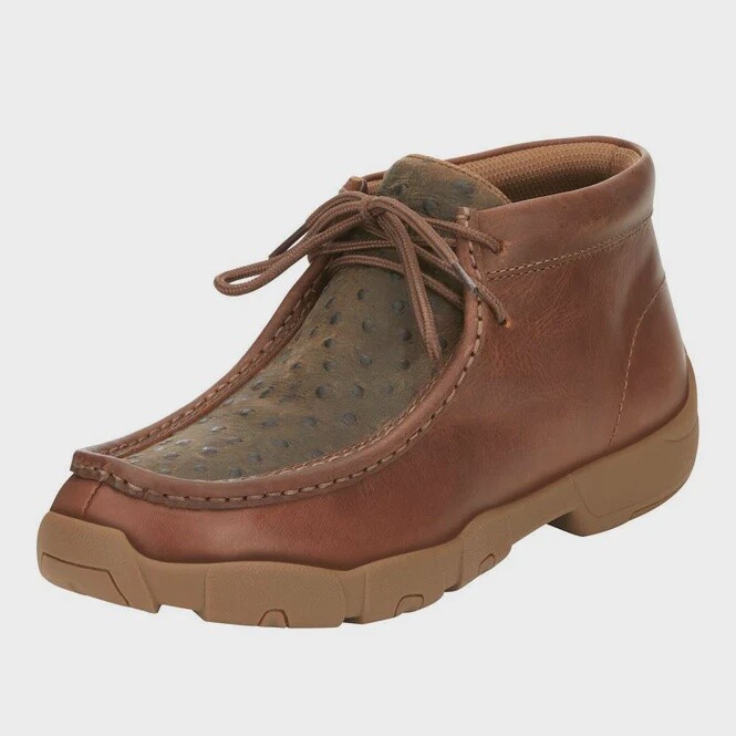SE239 Men&#39;s Justin Brown Cappie Ostrich Print 4in Round Moc Toe