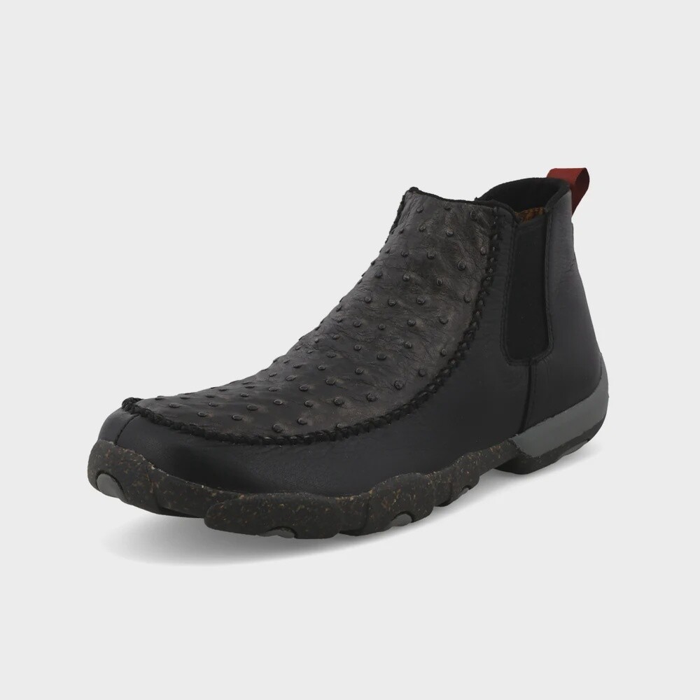 MDMG006 MEN&#39;S TWISTED X BLACK OSTRICH 4&quot; CHELSEA DRIVING MOC