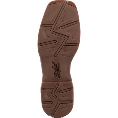 DDB0390 MEN'S DURANGO 12" REBEL DARK CHESTNUT AND HUNTER GREEN SQUARE TOE WESTERN BOOT