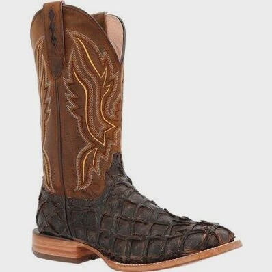 DDB0380 MEN&#39;S DURANGO 12&quot; DARK BROWN PIRARUCU WESTERN BOOT