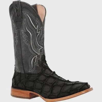 DDB0381 MEN&#39;S DURANGO 12&quot; MATTE BLACK PIRARUCU WESTERN BOOT