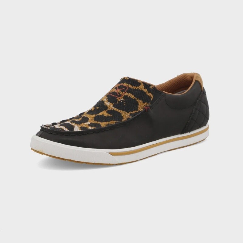 WCA0052 WOMEN&#39;S TWISTED X BLACKK/LEO SLIP-ON KICKS