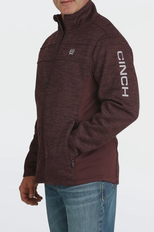 MWJ1570003 MEN&#39;S CINCH BURGUNDY SWEATER JACKET