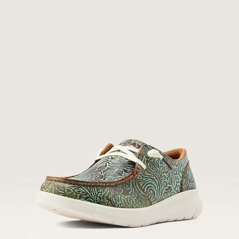 10044588 WOMEN&#39;S ARIAT TURQUOISE VINTAGE FLORAL EMBOSSED HILO