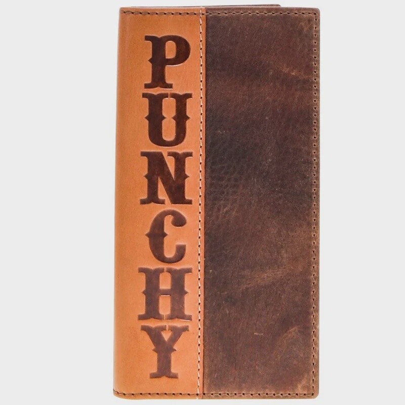 PW001-BRTN HOOEY &quot;PUNCHY CLASSIC&quot; RODEO WALLET BROWN /TAN LEATHER