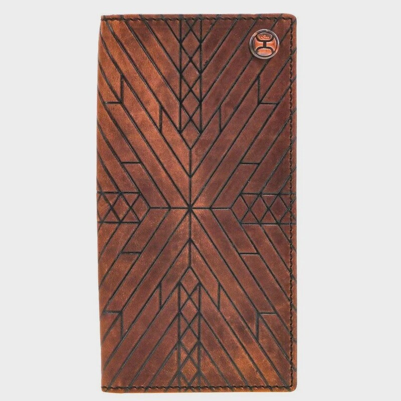 HW005-BR HOOEY &quot;AUSTIN&quot; RODEO WALLET BROWN W/AZTEC