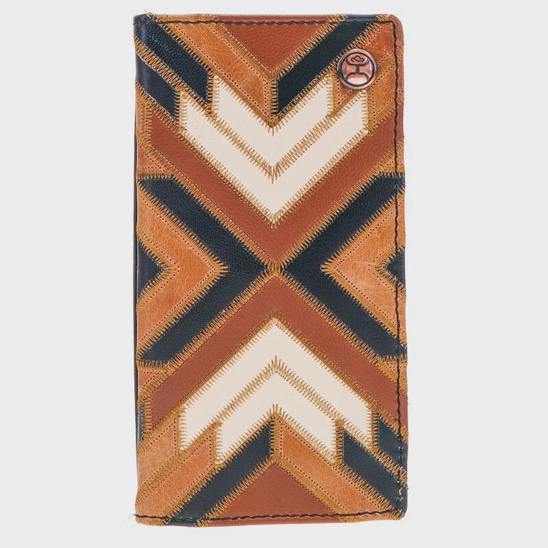 HW007-BRBK HOOEY &quot;MONTEZUMA&quot; PATCHWORK LEATHER RODEO WALLET