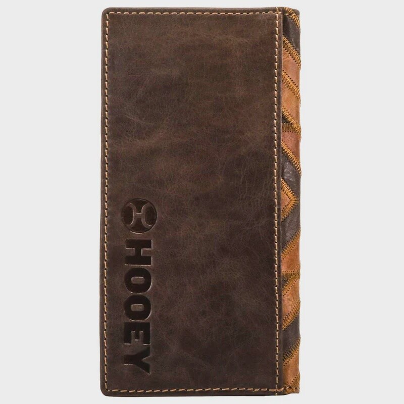 HW007-BRTQ HOOEY "MONTEZUMA" PATCHWORK RODEO WALLET W/ TURQUOISE ACCENTS