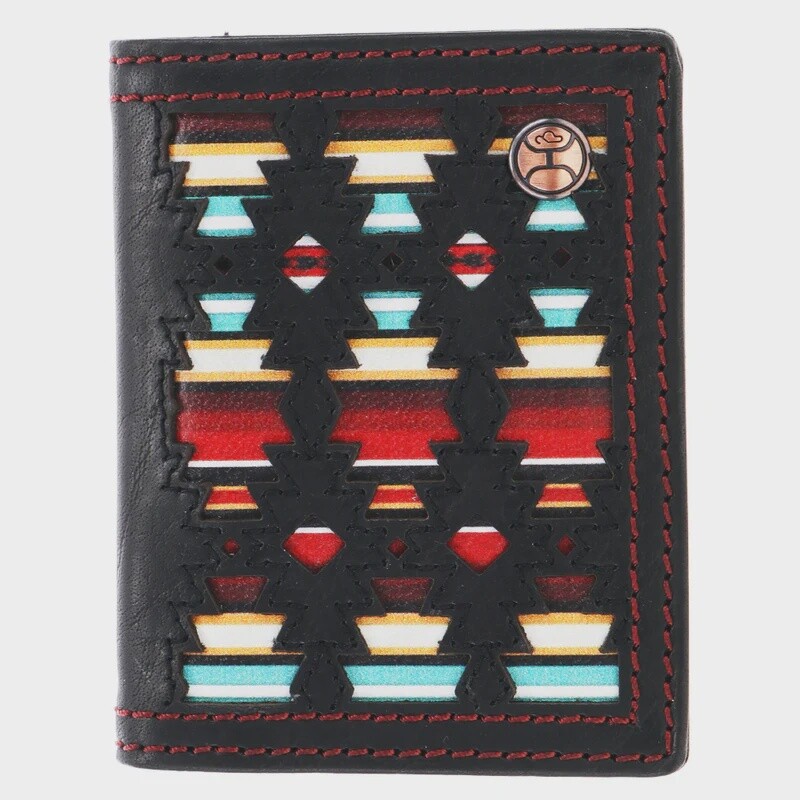 HFW023-SPBK HOOEY &quot;SUNIZONA KNOCKOUT&quot; BLACK BIFOLD MONEY CLIP FRONT WALLET
