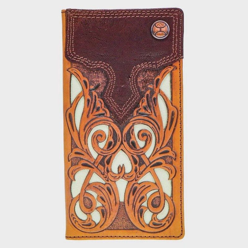 HW008-TNBR HOOEY &quot;TOP NOTCH&quot; HAND TOOLED LEATHER RODEO WALLET