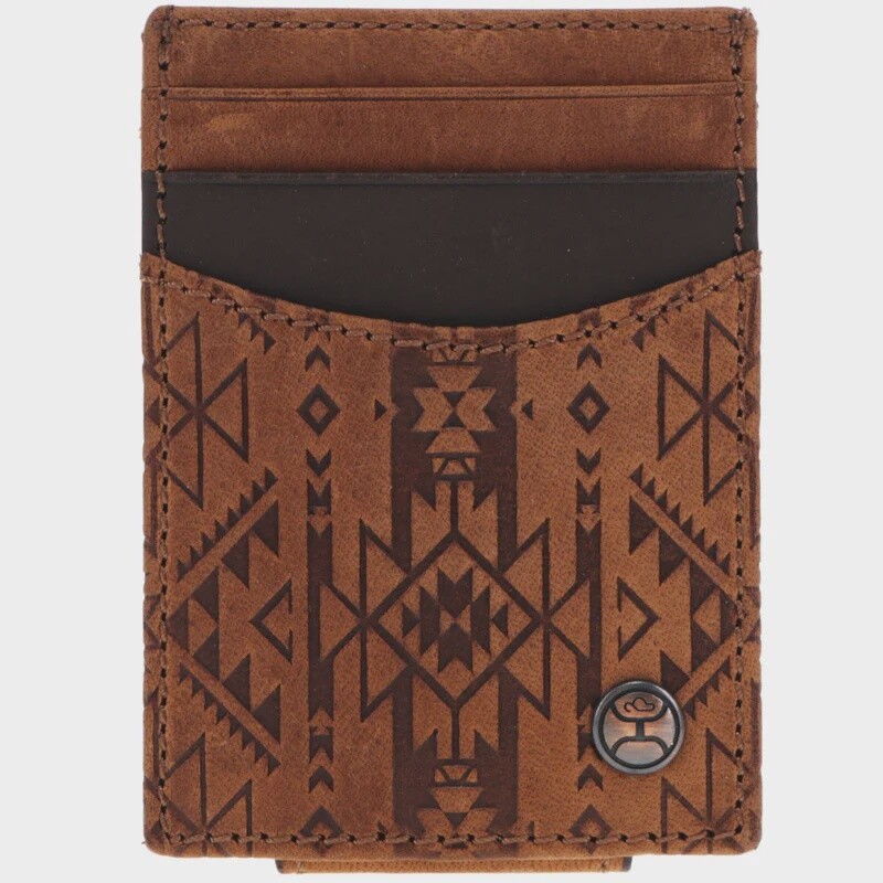 HMC021-TNBR HOOEY &quot;MONTEREY&quot; EMBOSSED MONEY CLIP WALLET