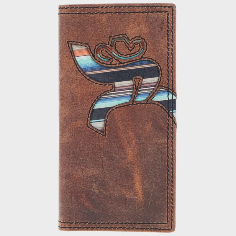 RW011-BRSP HOOEY &quot;HAWK LASER CUT HANDS UP ROUGHY RODEO WALLET W/ SUNSET SERAPE INLAY