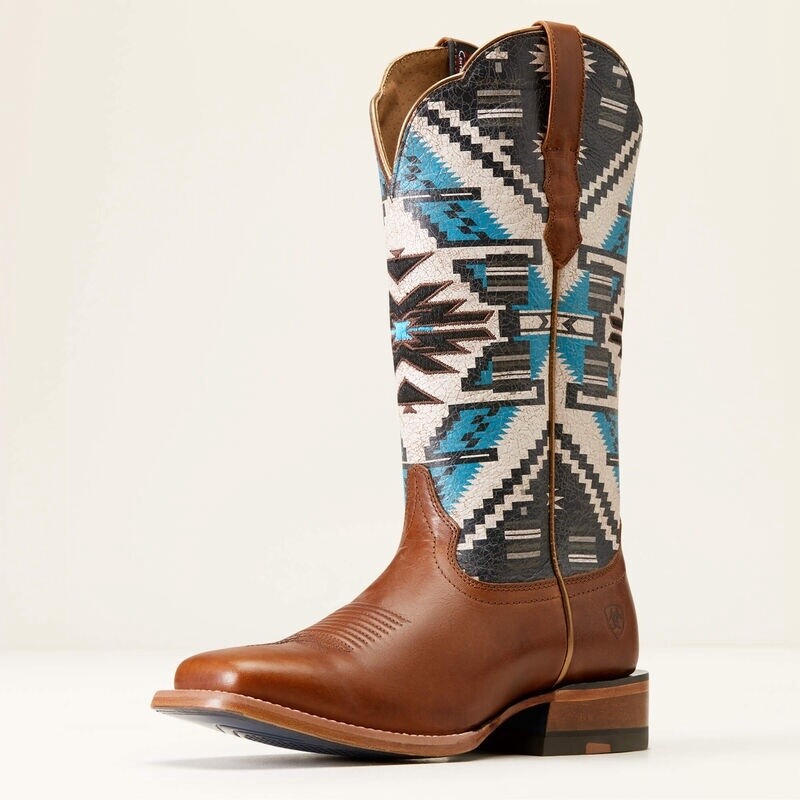 10047050 WOMEN&#39;S ARIAT FRONTIER CHIMAYO / CHOCOLATE SQUARE-TOE WESTERN BOOT