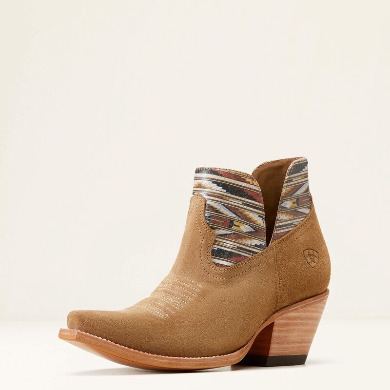10046971 WOMEN&#39;S ARIAT HAZEL CHIMAYO / TAN SHORT ROUGHOUT BOOTIE