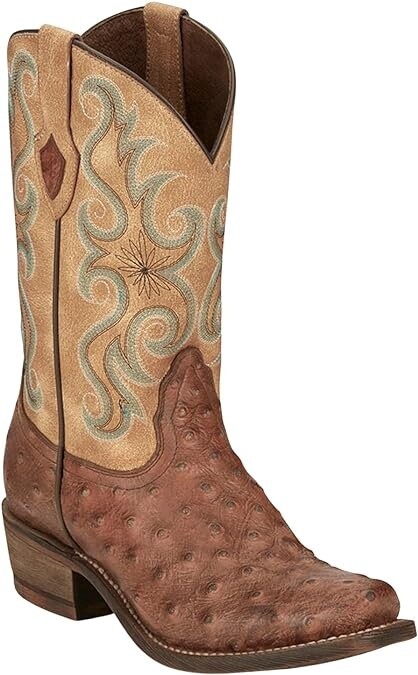 HR4521 WOMEN&#39;S NOCONA 11&quot; RODEO YELLOW/OSTRICH PRINT SQUARE TOE WESTERN BOOT
