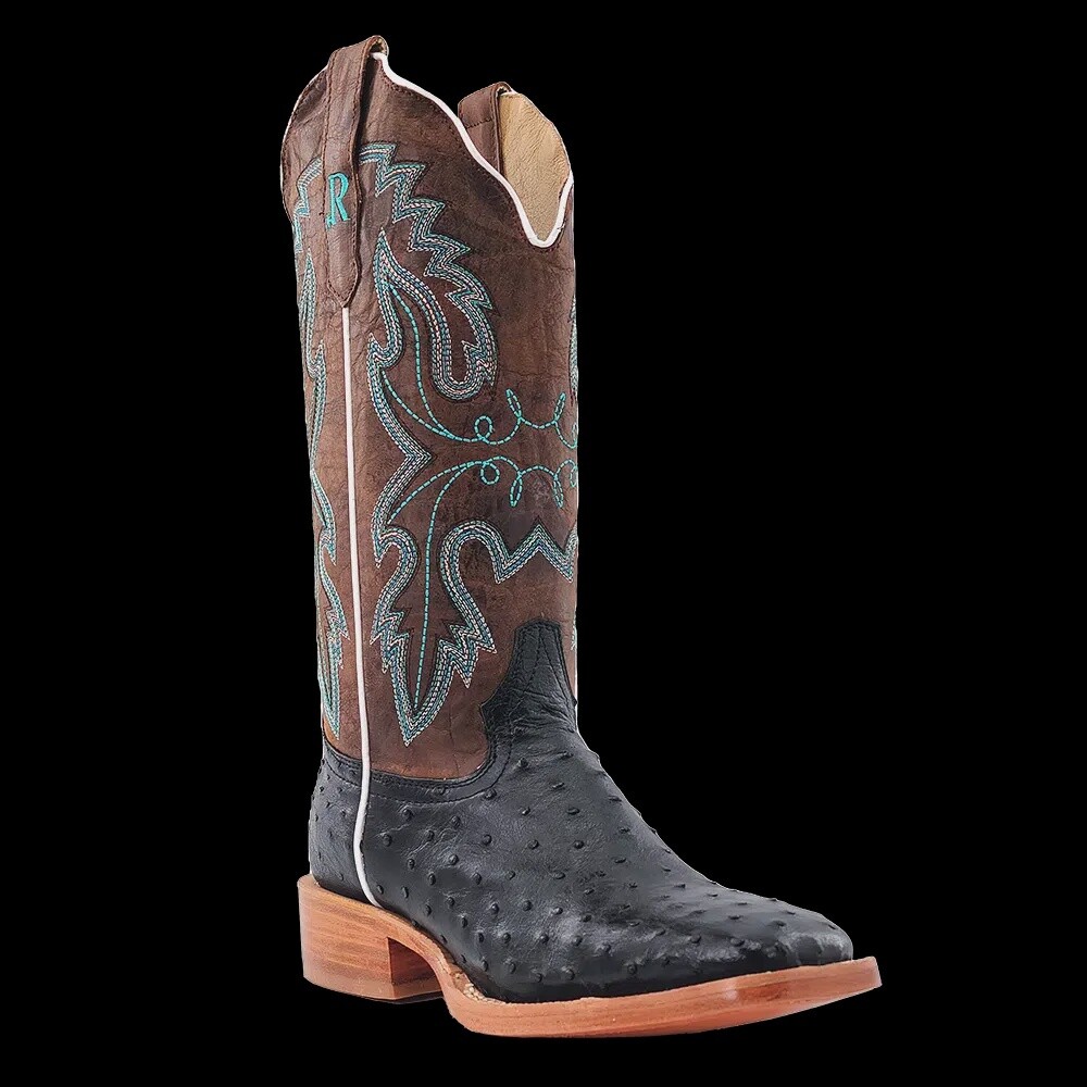 RWL4300 WOMEN&#39;S R. WATSON 13&quot; BLACK/BROWN OSTRICH WESTERN BOOT