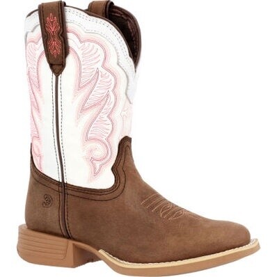 DBT0242Y YOUTH DURANGO LIL&#39; REBEL PRO TRAIL BROWN AND WHITE WESTERN BOOT