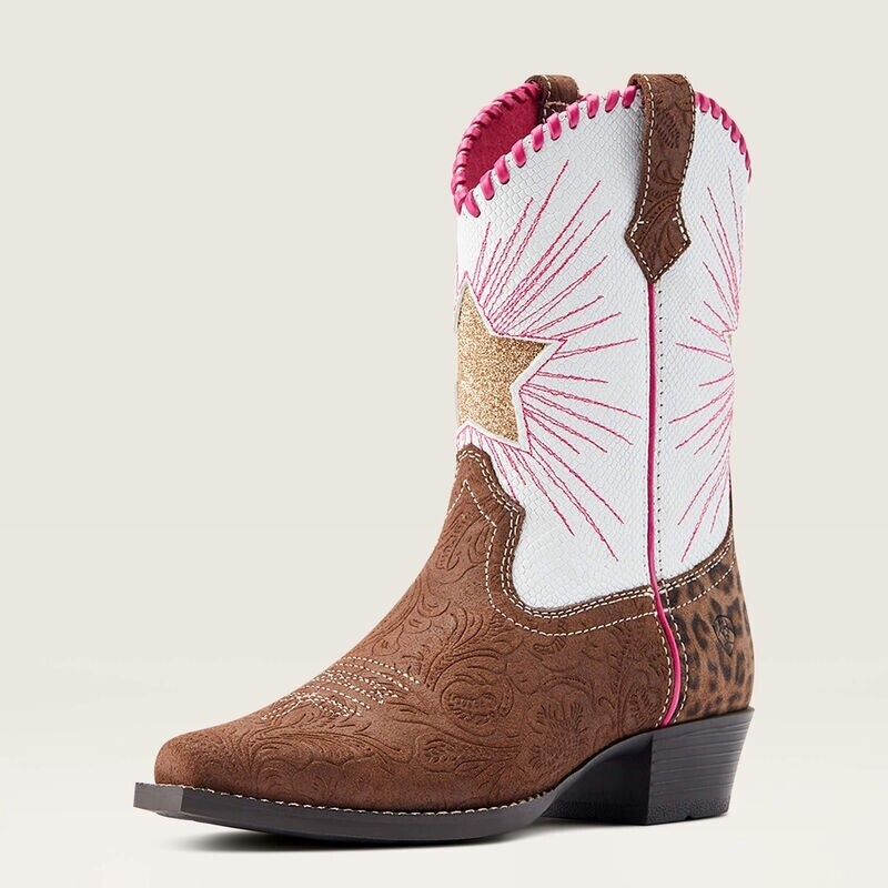 10044546 KID&#39;S ARIAT HERITAGE STAR EMBOSSED WESTERN BOOT