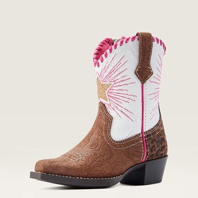 10044547 KID&#39;S ARIAT HERITAGE STAR EMBOSSED SNIP-TOE WESTERN BOOT